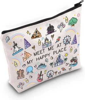 BLUPARK Princess Merchandise Amusement Park Gift Amusement Park Merch Princess Castle Makeup Bag Magic Zipper Bag Recreation Facility Gift (Happy Place)