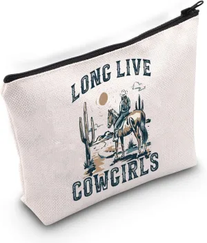 BLUPARK Western Gift Western Rodeo Zipper Bag Long Live Cowgirl Makeup Bag Western Women Cosmetic Bag Western makeup bag Cowgirl Gift Women Wild Vintage Gift（Long Live Cowgirl ）