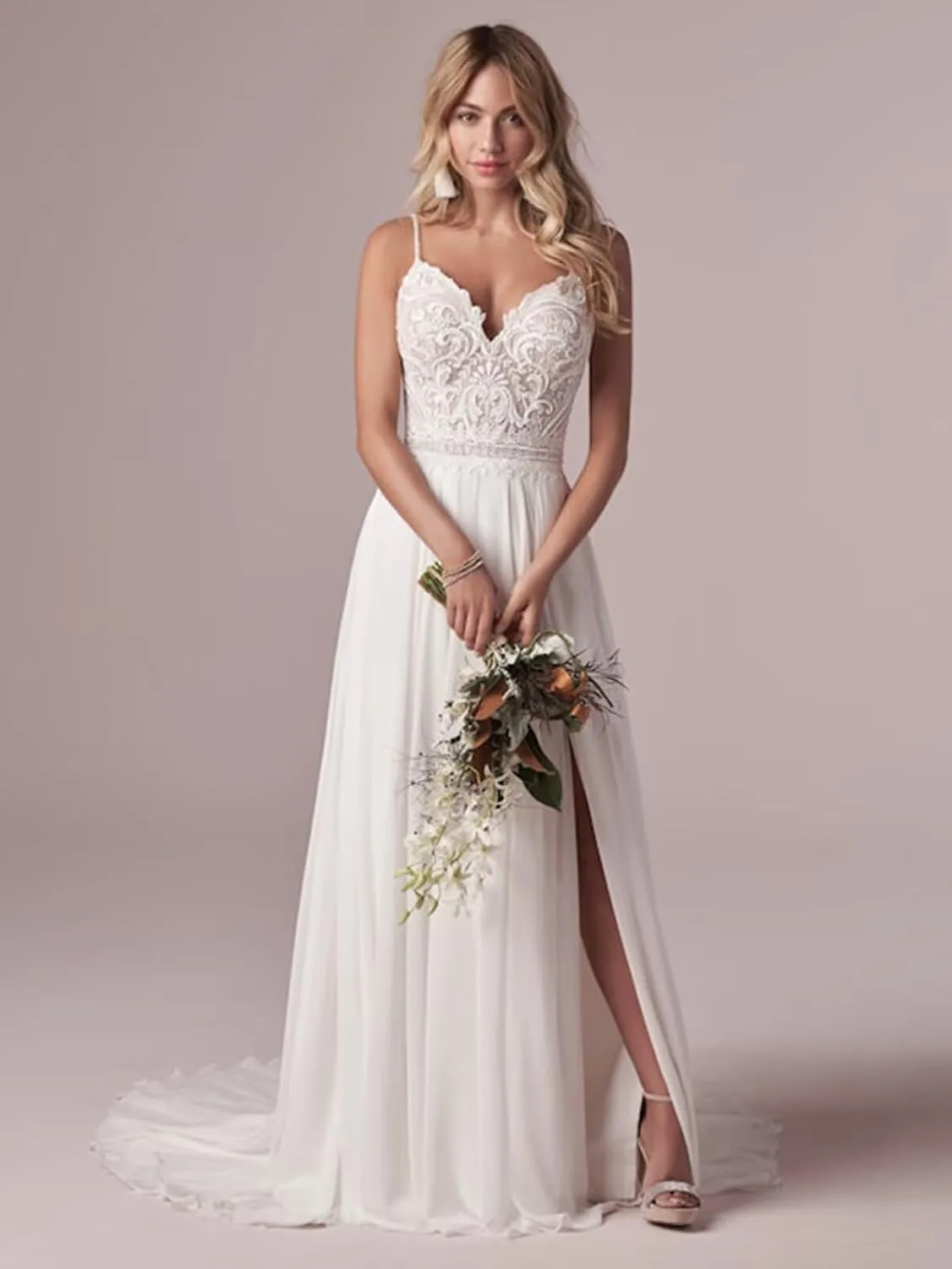 Boho Beach Wedding Dresses for Bride Lace Chiffon Backless Bridal Gowns for Wedding 2025