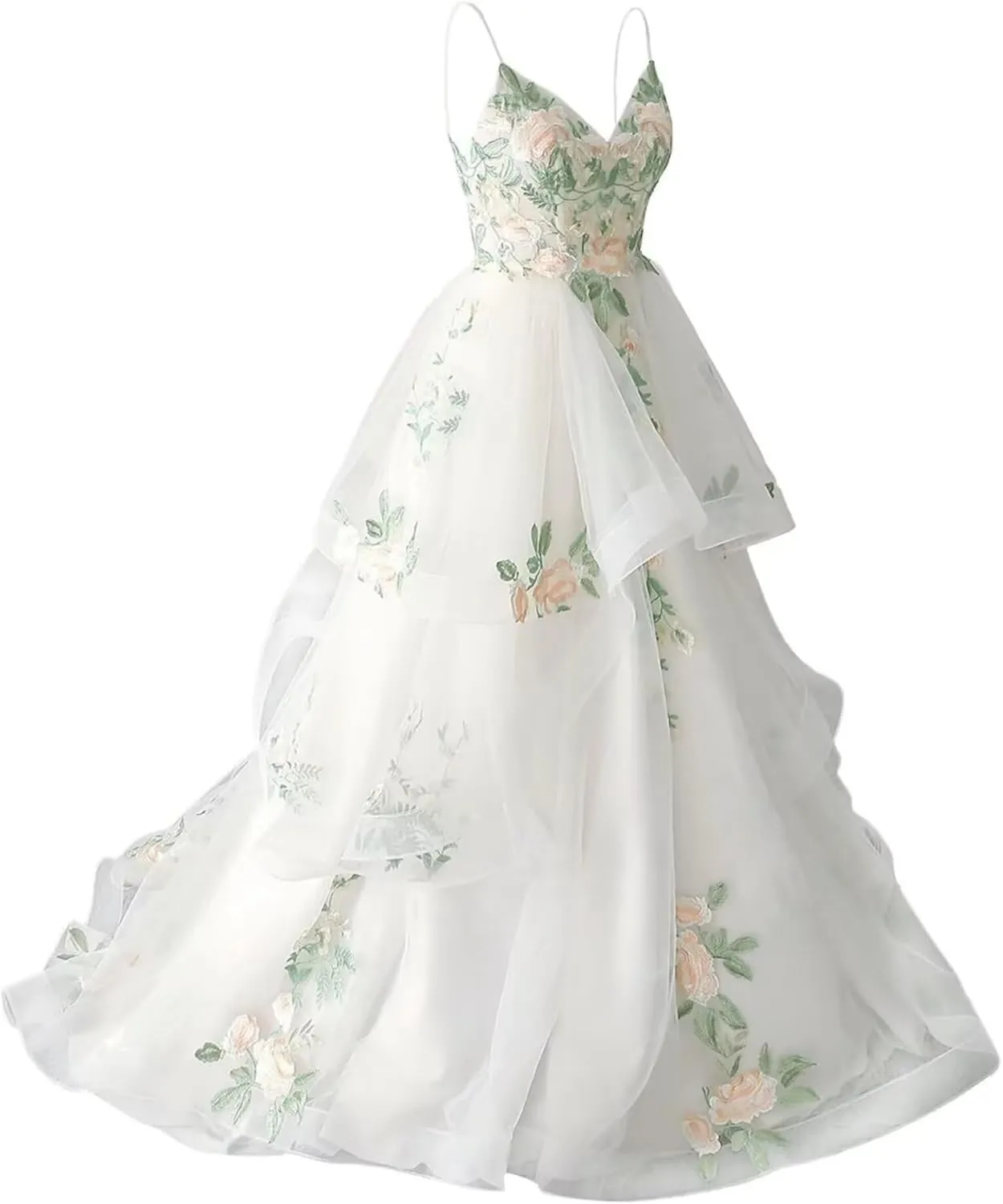Boho Wedding Dress for Bride Beach Floral Appliques Tulle Forest Fairy Lace Bridal Gown with Train 2025
