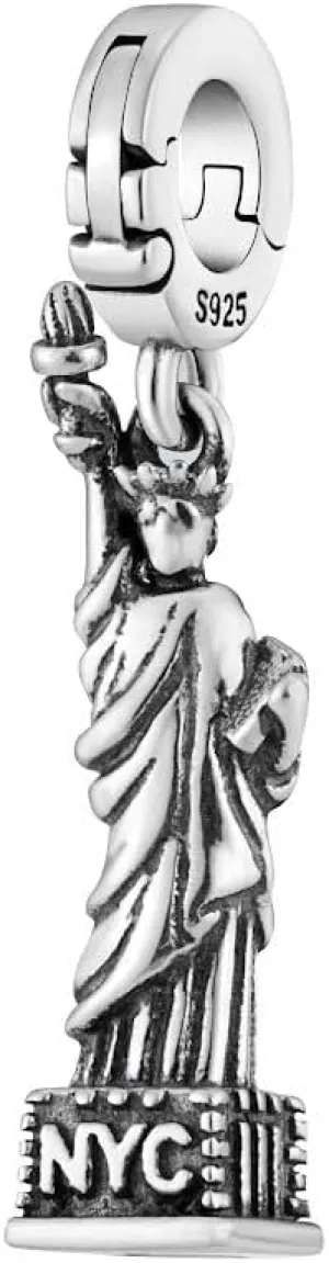 Bolenvi Statue of Liberty NYC Multi Open Clasp Clip-On Pendant Charm, 925 Sterling Silver Charms, Compatible with Pandora Charm Bracelets, Necklaces, and DIY Charms Jewelry Making, One Bead Pendant