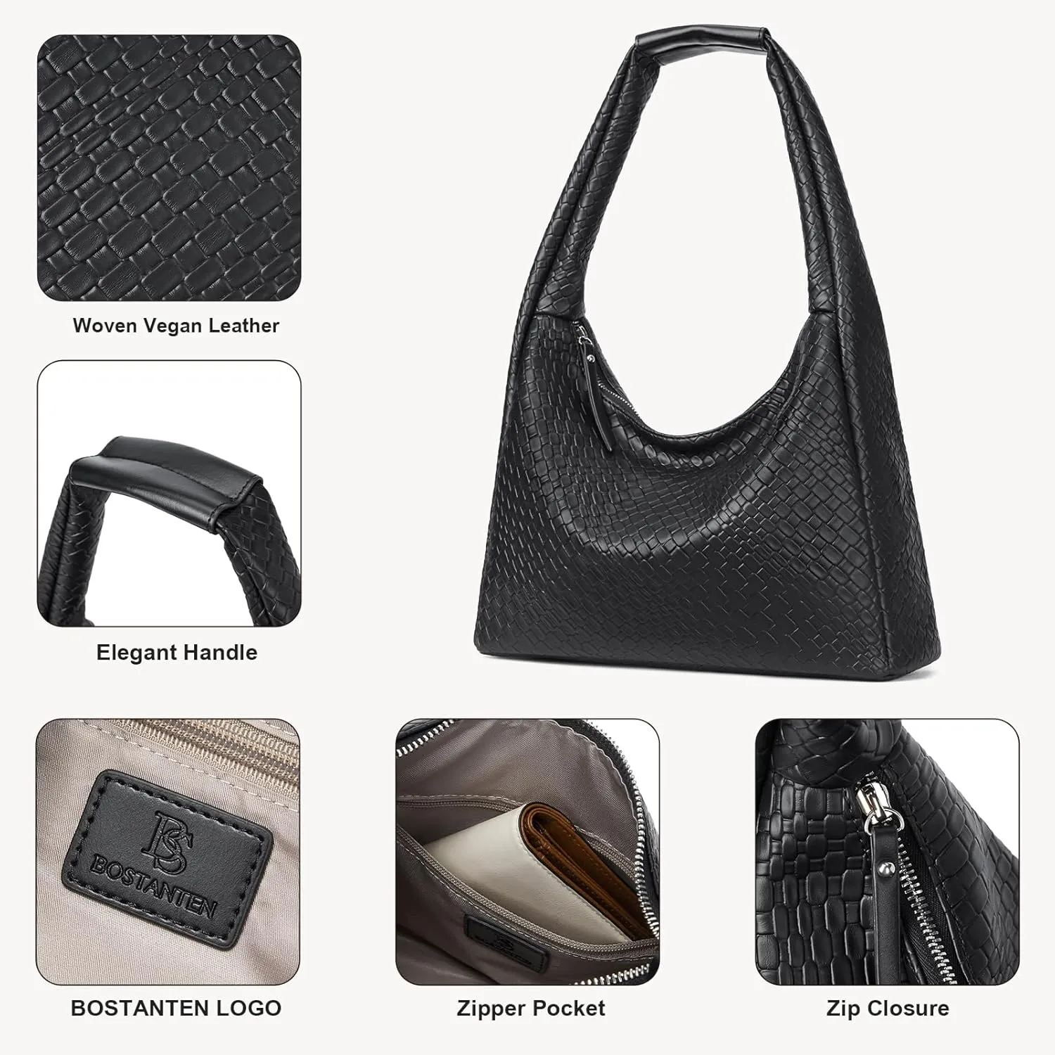 BOSTANTEN Shoulder Bag for Women Trendy Summer Hobo Handbag Purse Top-handlde Tote Bag