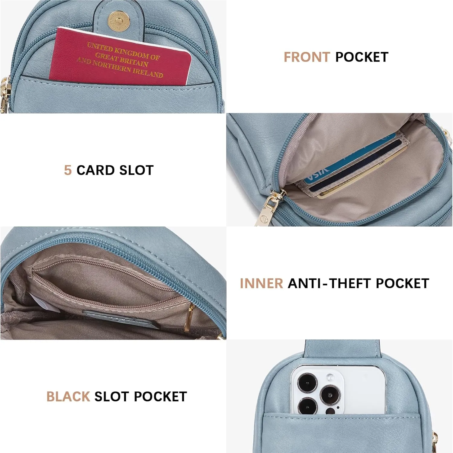 BOSTANTEN Small Sling Bag Crossbody Bags for Women Trendy Crossbody Purse Leather Chest Bag
