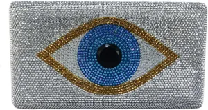 Boutique De FGG Evil Eye Rhinestone Clutch Purses for Women Formal Evening Bags Party Crystal Clutch Bag Prom Handbag,Mini
