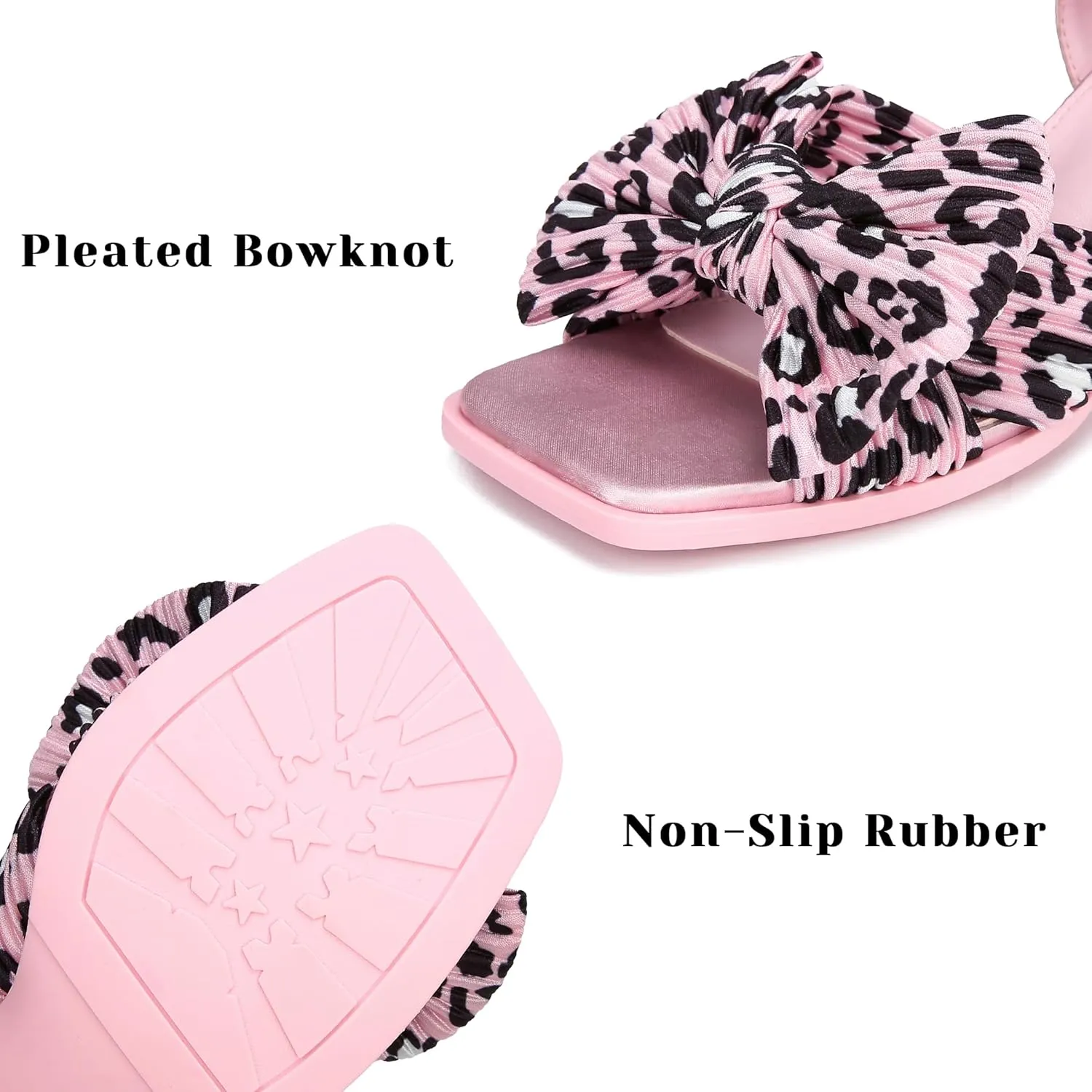 Bow Heels Sandals for Women Square Open Toe Satin Chunky Block Heel Ankle Strap Wedding Party Bowknot High Heels