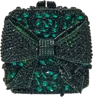 Bowknot Cute Crystal Box Clutch Glitter Evening Bag Women Rhinestone Handbags Purses Party Wedding