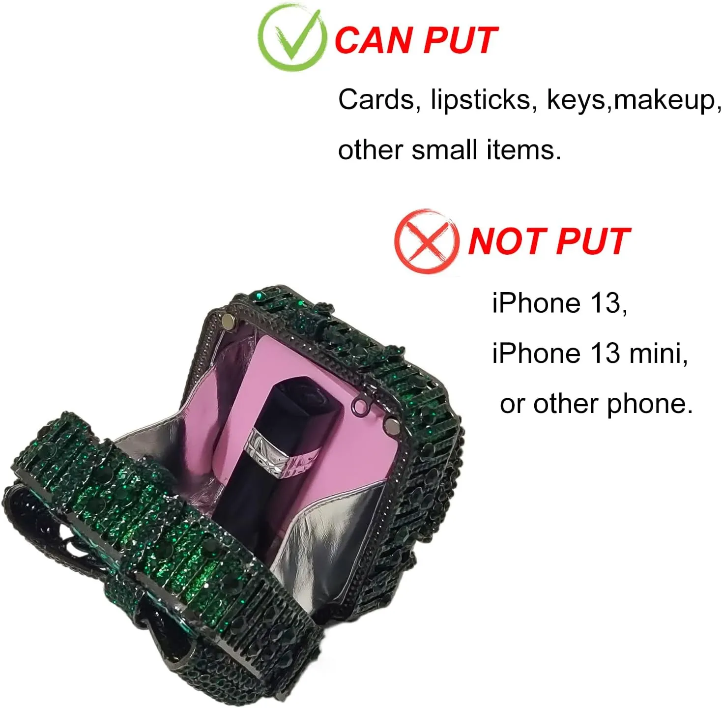 Bowknot Cute Crystal Box Clutch Glitter Evening Bag Women Rhinestone Handbags Purses Party Wedding