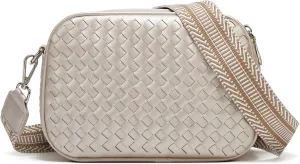 BOYATU Woven Crossbody Bag for Women: Vegan Leather Purse - Small Shoulder Bags for Ladies - Trendy Purses with Wide Strap
