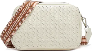 BOYATU Woven Crossbody Bag for Women: Vegan Leather Purse - Small Shoulder Bags for Ladies - Trendy Purses with Wide Strap