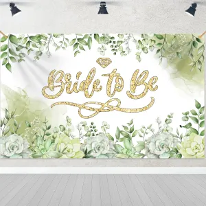 Bride to Be Backdrop Bridal Shower Decorations, Green Floral Bridal Shower Photography Background for Wedding Shower Engagement 70.8 x 43.3 Inch