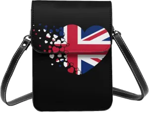 Britain British Heart Shaped Flag Small Crossbody Bag Is A Shoulder Bag Designed For Women And Girls Cell Phone Crossbody Wallet Purses With Card Slots Adjustable Strap