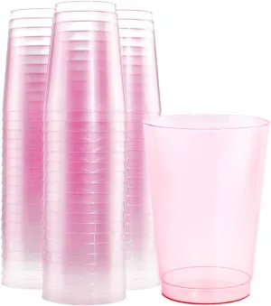 bUCLA 100pcs 12OZ Pink Plastic Cups - Premium Unbreakable Disposable Pink Drinking Cups - Ideal for Wedding, Party&Valentine's Day