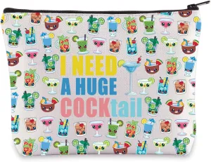 BWWKTOP Cocktail Makeup Bag Bartender Gifts I Need a Huge Cocktail Makeup Zipper Pouch Bag Cocktail Drinking Lover Gift (Huge Cocktail)