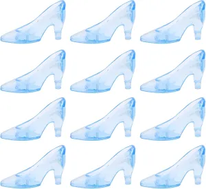 Cabilock 12pcs Mini Princess Slippers Blue Glass Heels Party Decorations Mini Crystal Shoes for Weddings, Birthday Party Favors