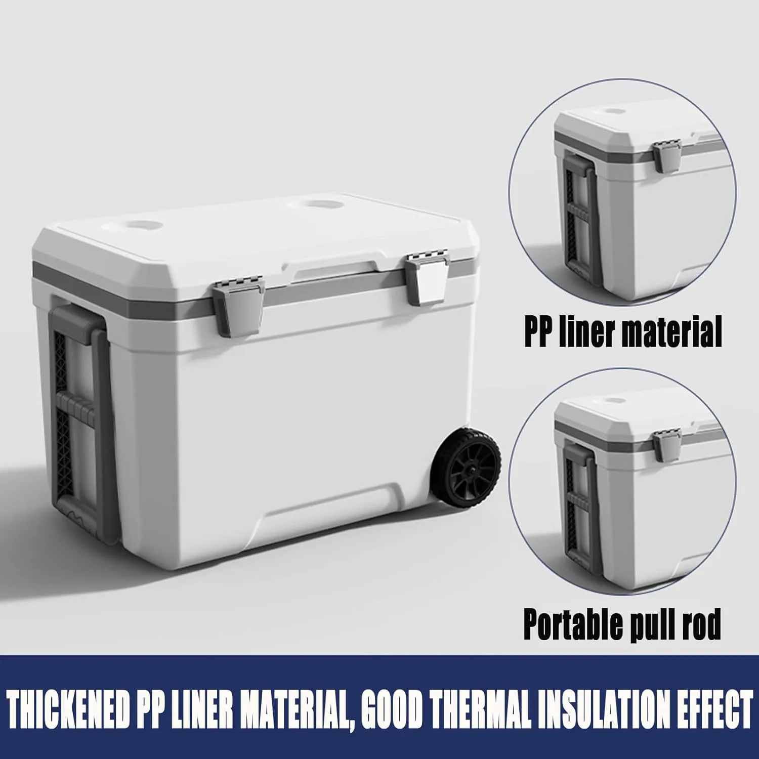 Car Camping Coolers for Jeep Commando/Grand Commander/Jeepster/Liberty/Patriot, Waterproof Portable Cooler, Leak Proof Picnic Insulated Bag, Ultra-Light Premium Ice Chest Box,B-White-45L