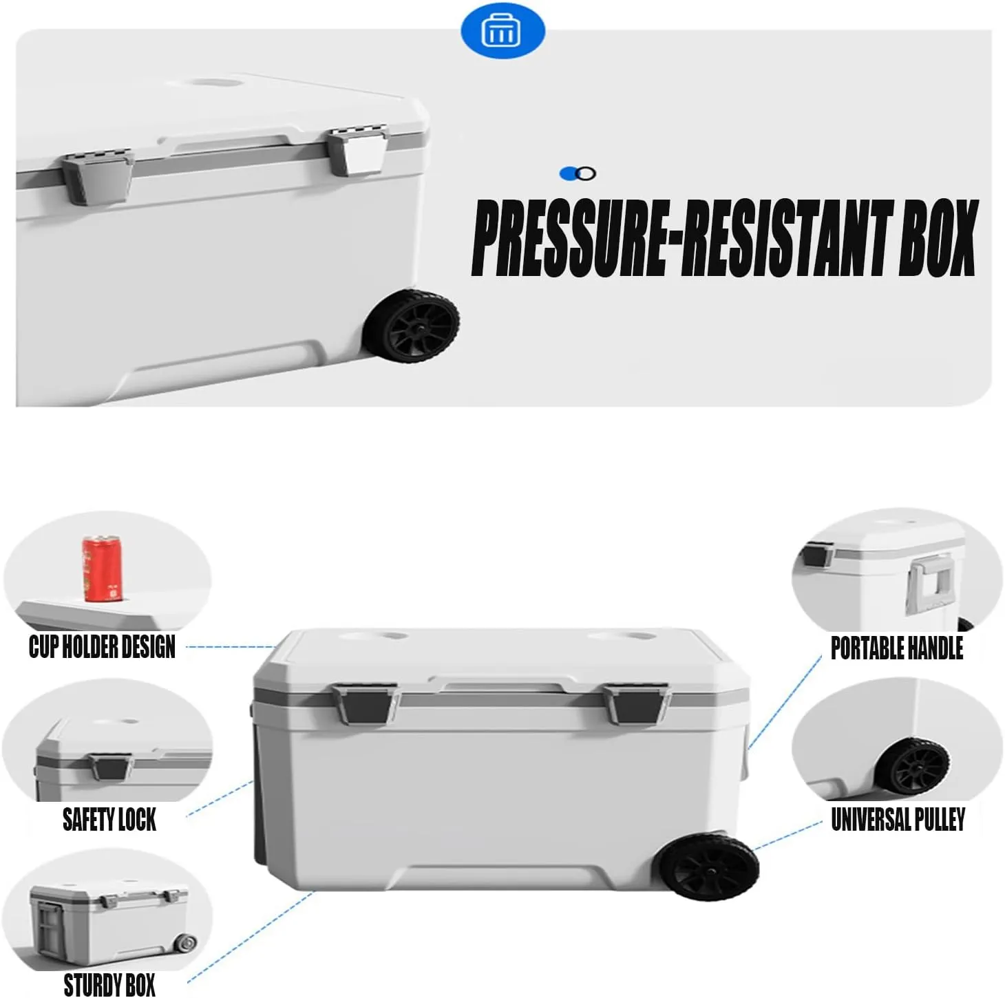 Car Camping Coolers for Mercury Grand Marquis/Marquis/Monarch/Montclair/Montego, Waterproof Portable Cooler, Leak Proof Picnic Insulated Bag, Ultra-Light Premium Ice Chest Box,B-White-45L
