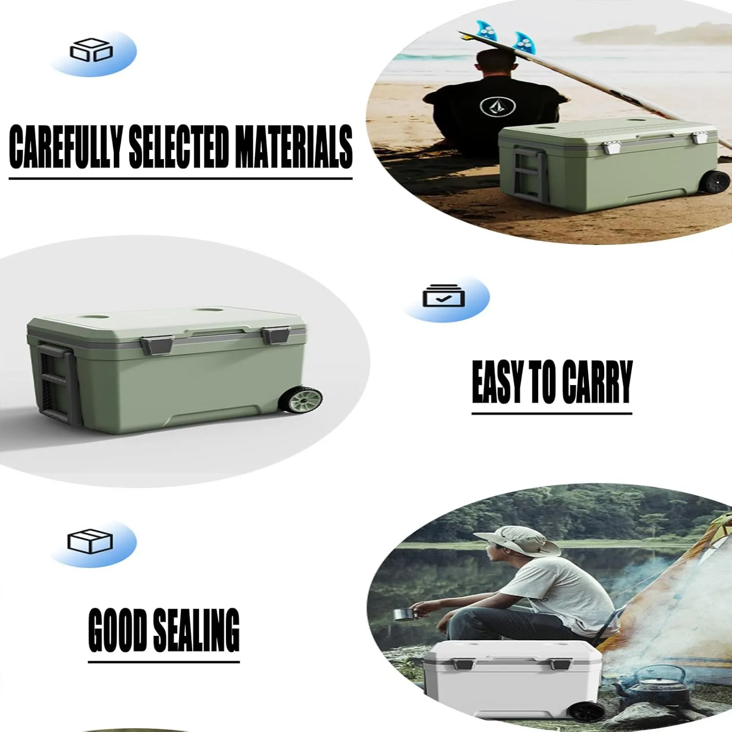 Car Camping Coolers for Mercury Grand Marquis/Marquis/Monarch/Montclair/Montego, Waterproof Portable Cooler, Leak Proof Picnic Insulated Bag, Ultra-Light Premium Ice Chest Box,B-White-45L