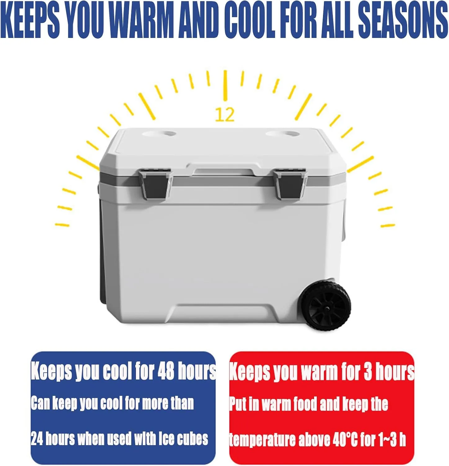 Car Camping Coolers for Mercury Grand Marquis/Marquis/Monarch/Montclair/Montego, Waterproof Portable Cooler, Leak Proof Picnic Insulated Bag, Ultra-Light Premium Ice Chest Box,B-White-45L