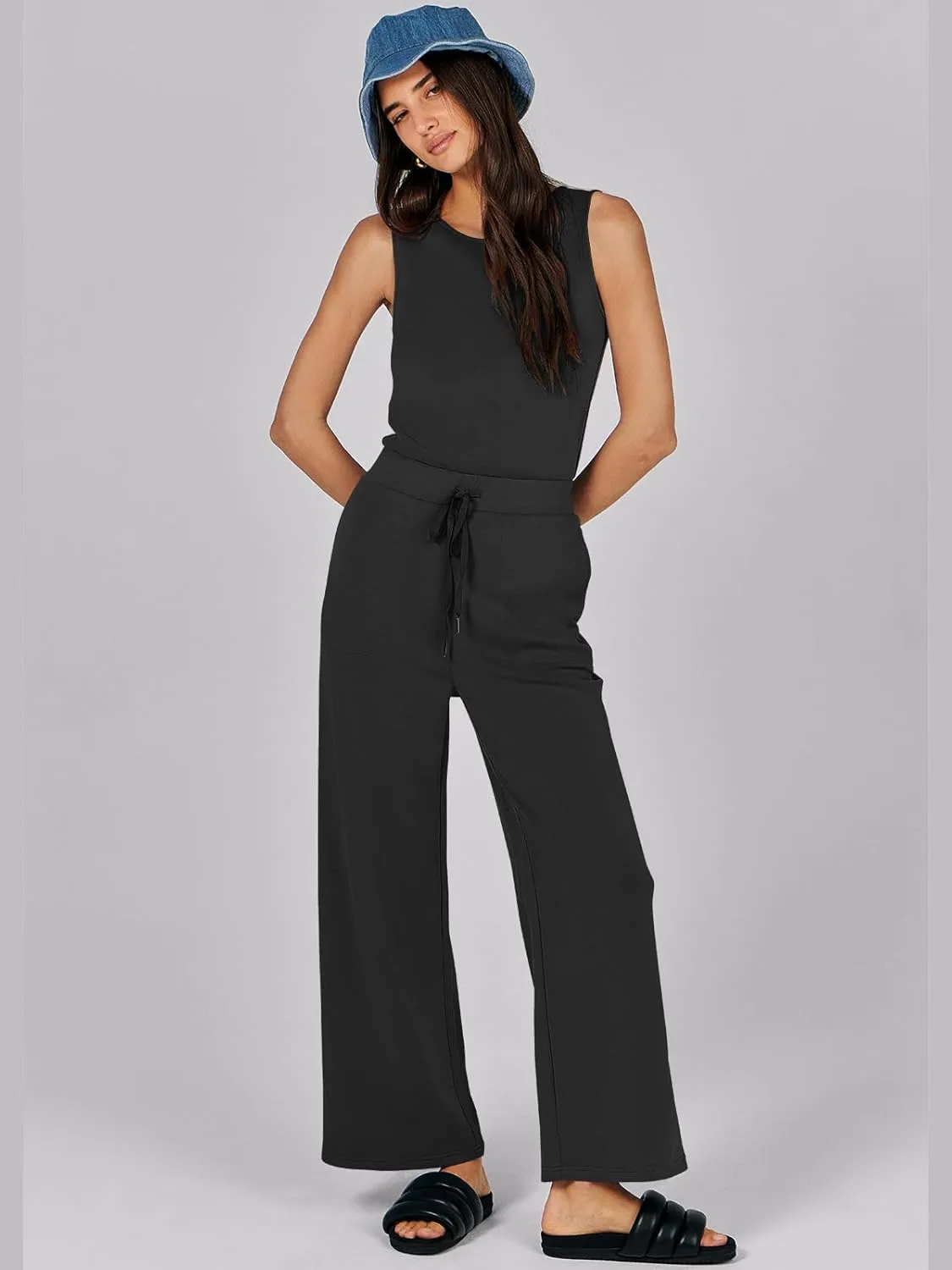 Caracilia Womens Jumpsuits Air Essentials Dressy Romper Wide Leg Long Pants Jumper 2025 Summer Travel Outfits Fashion Clothes