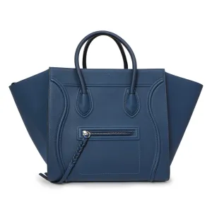 Celine Blue Grained Calfskin Medium Phantom Luggage