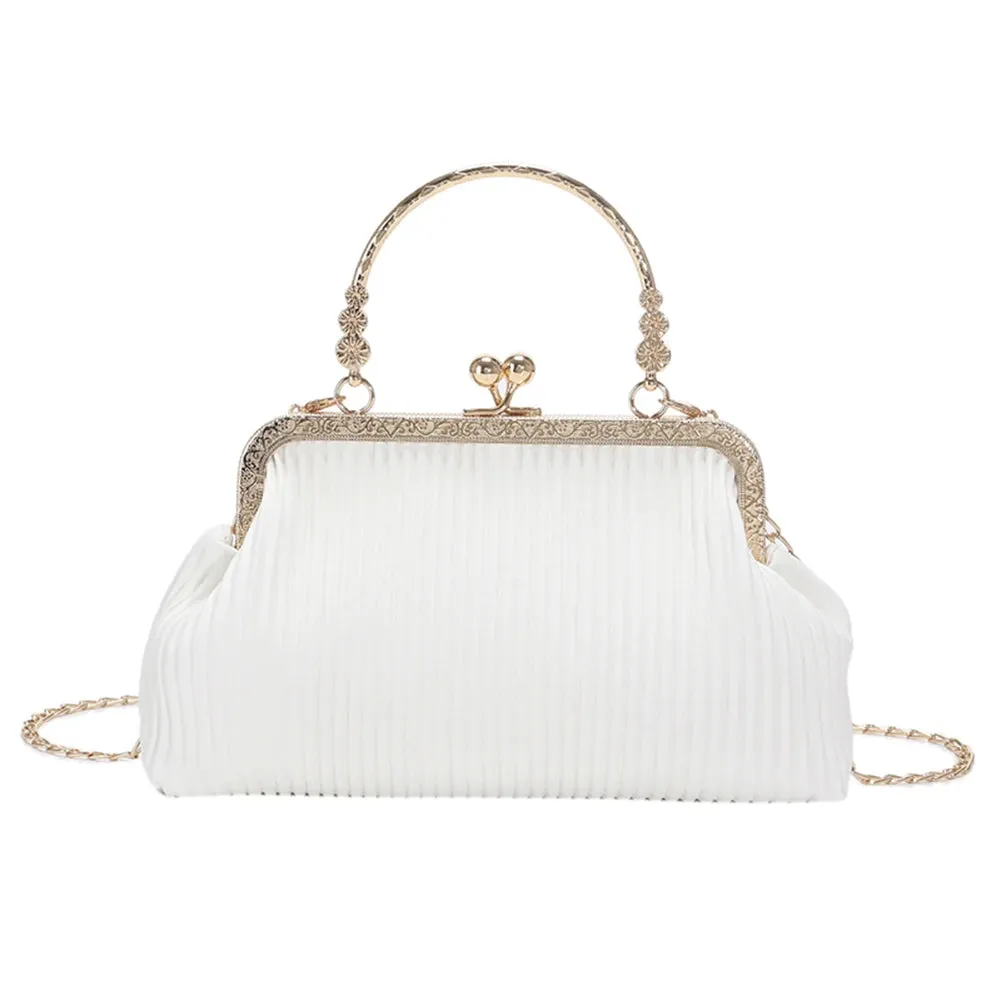 Chain Evening Bag Fashion Ladies Messenger Bag Simple PU Leather Casual Exquisite Portable Soft Metal Buckle for Wedding Banquet