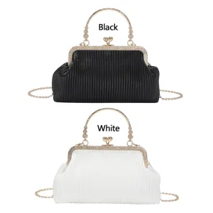 Chain Evening Bag Fashion Ladies Messenger Bag Simple PU Leather Casual Exquisite Portable Soft Metal Buckle for Wedding Banquet