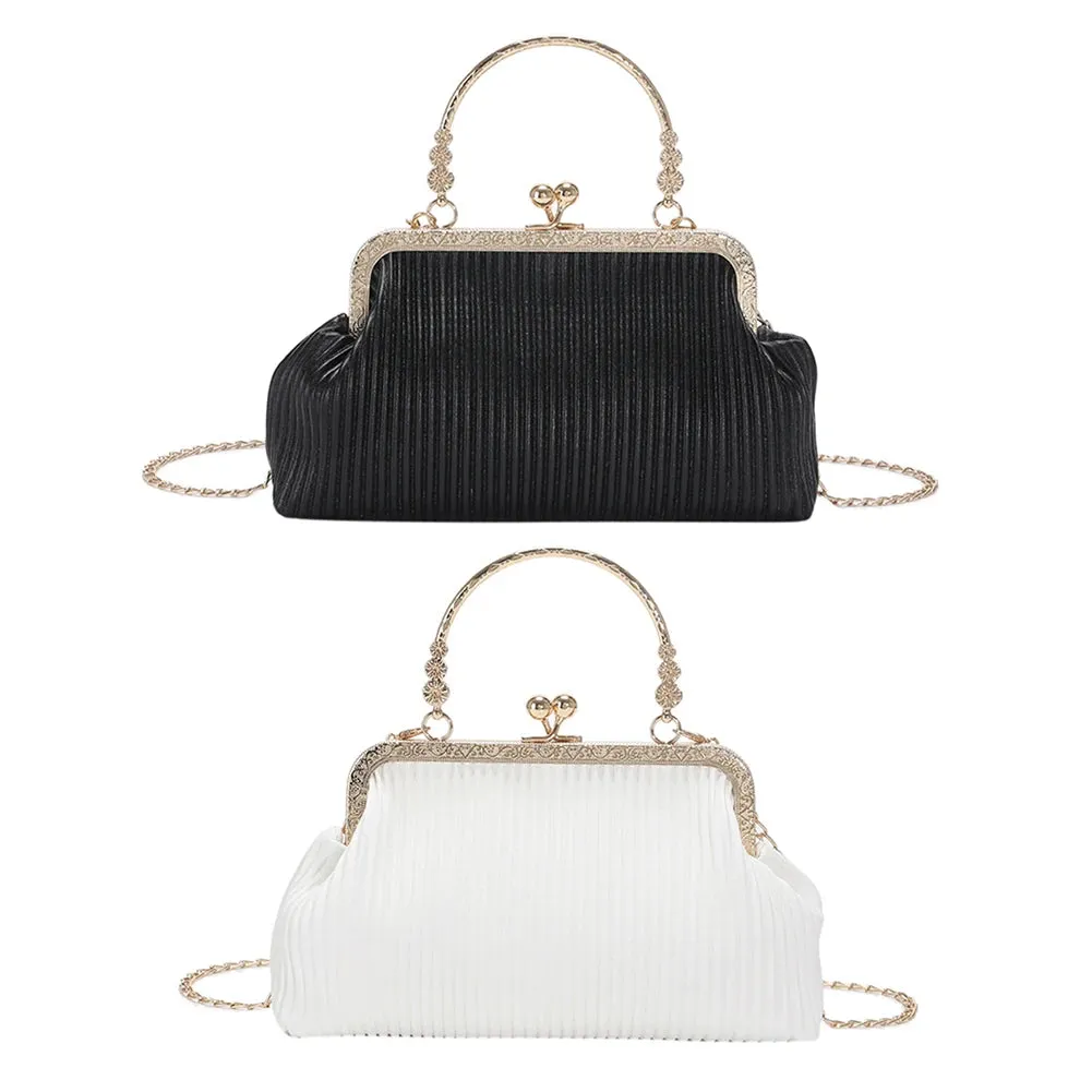 Chain Evening Bag Fashion Ladies Messenger Bag Simple PU Leather Casual Exquisite Portable Soft Metal Buckle for Wedding Banquet