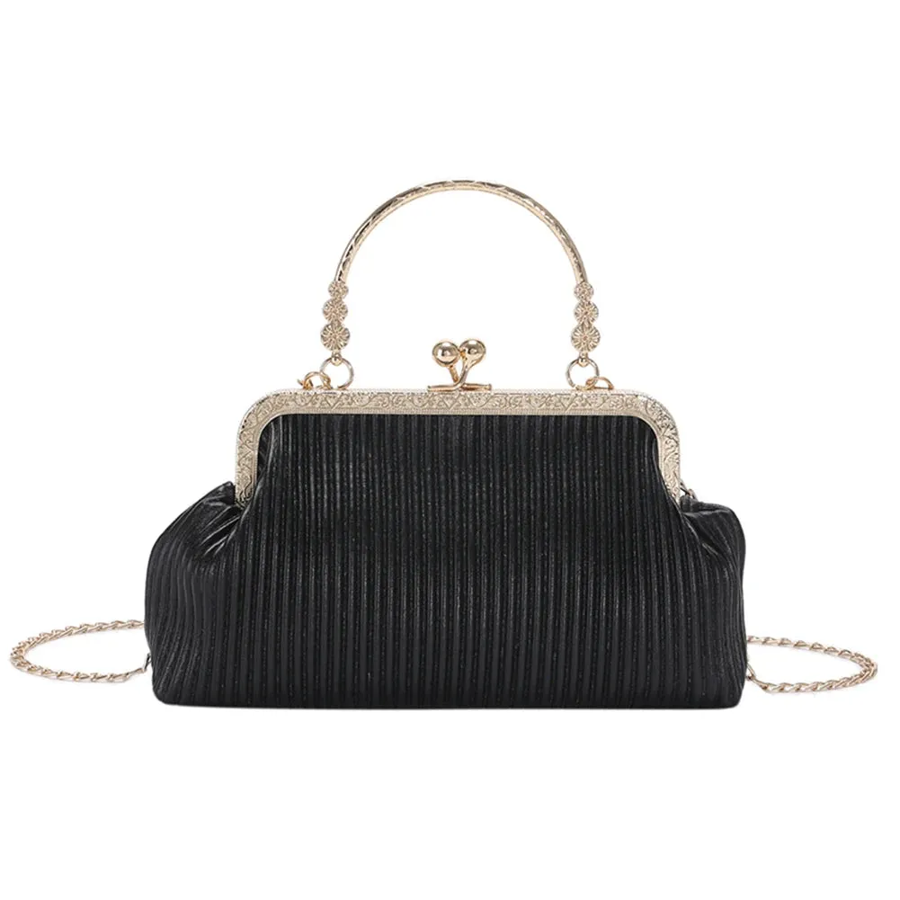 Chain Evening Bag Fashion Ladies Messenger Bag Simple PU Leather Casual Exquisite Portable Soft Metal Buckle for Wedding Banquet