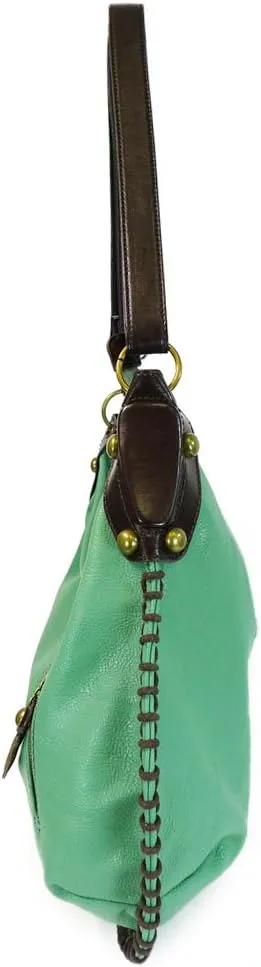 Chala Handbags, Casual Style, Soft, Large Shoulder or Crossbody Purse with Keyfob - Teal Green Color