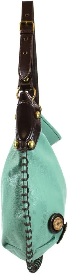 Chala Handbags, Casual Style, Soft, Large Shoulder or Crossbody Purse with Keyfob - Teal Green Color