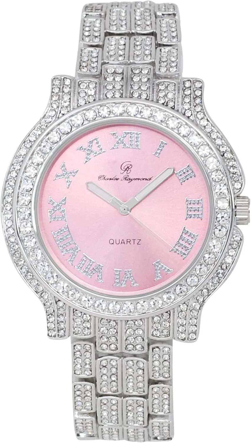 Charles Raymond Women's Luxury Crystal Iced Out Diamonds Watch, a True Testament to blinged-Out Beauty and Timeless Glamour - L0504 LA