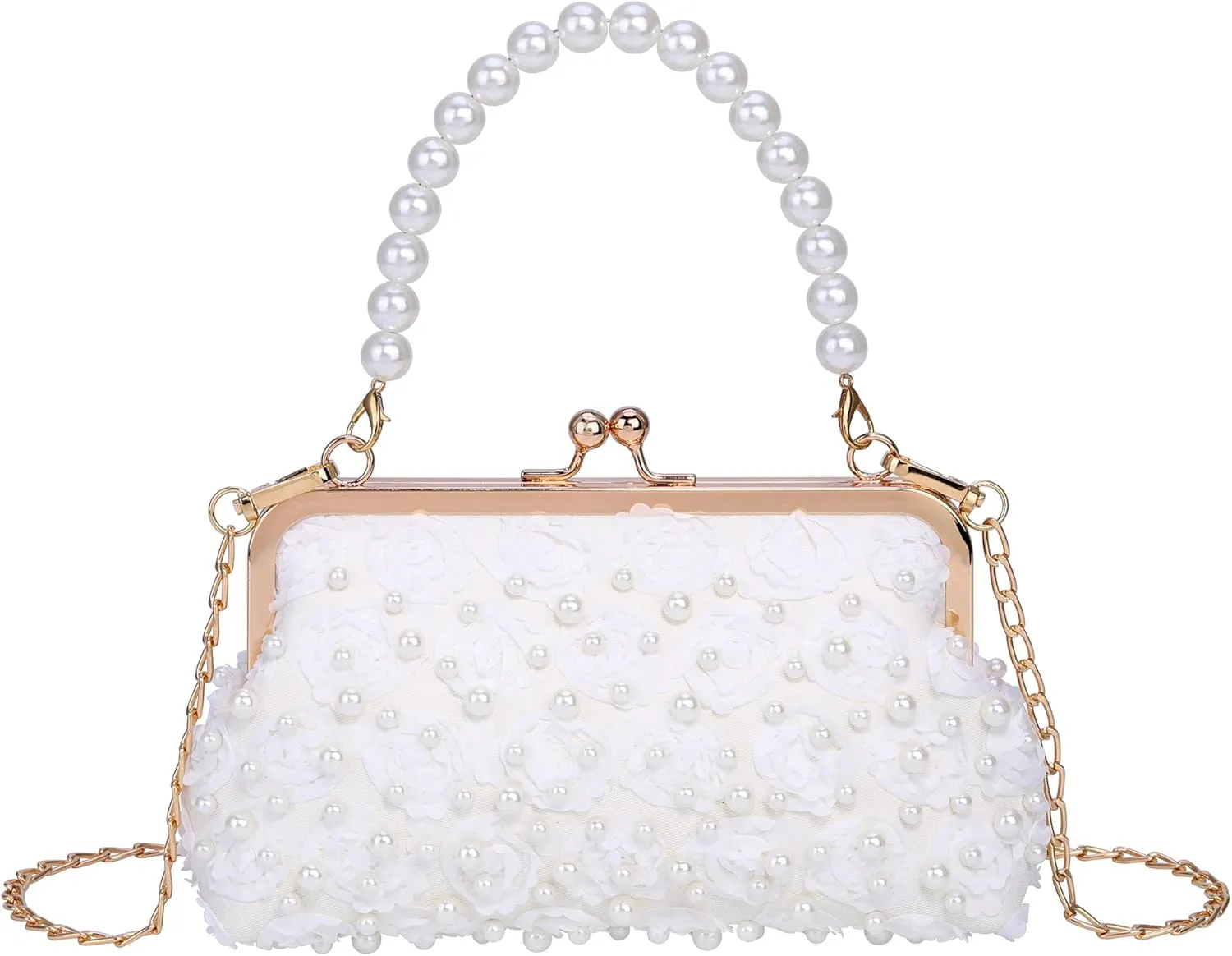 CHIC DIARY Pearl Clutch Purses for Women Evening Handbag Wedding Bridal Crossbody Bag for Party