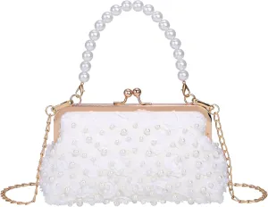 CHIC DIARY Pearl Clutch Purses for Women Evening Handbag Wedding Bridal Crossbody Bag for Party