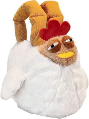 Chicken Purse Chicken Bag Funny Fluffy Hen Tote Bag Plush Sleepy Chicken Handbags Cute Cartoon Bags for Women, Ivory