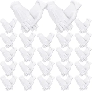 Chuarry 24 Pairs White Parade Gloves Non Slip Dot Thin Cotton Coin Inspection Marching Gloves for Men Women