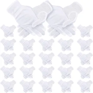 Chuarry 24 Pairs White Parade Gloves Non Slip Dot Thin Cotton Coin Inspection Marching Gloves for Men Women