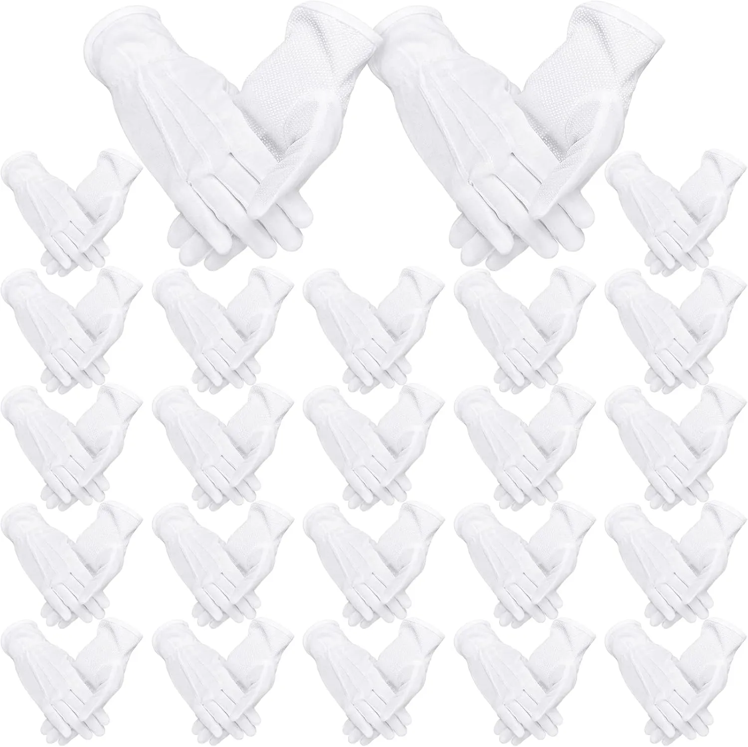 Chuarry 24 Pairs White Parade Gloves Non Slip Dot Thin Cotton Coin Inspection Marching Gloves for Men Women