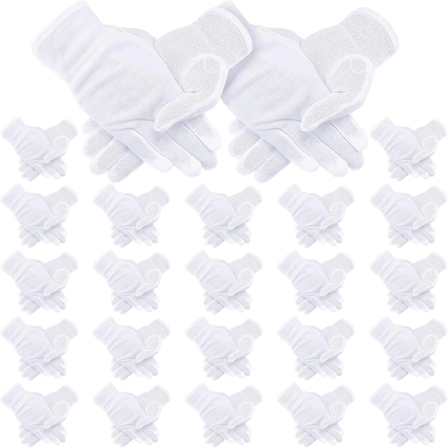 Chuarry 24 Pairs White Parade Gloves Non Slip Dot Thin Cotton Coin Inspection Marching Gloves for Men Women