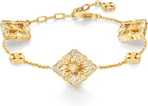 Cicy Bell 18k Gold Plated Clover Bracelet for Women Lucky Four Leaf Shell Bracelets Trendy Birthday Jewelry Gifts