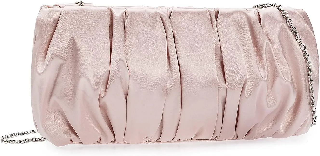 Classy Evening Bags Pleated Satin Clutch Formal Dressy Purses Wedding/Prom/Party Handbag for Women