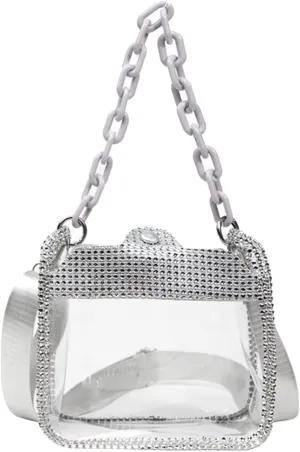 Clear Evening Purses Mini Clutch Bags Women's Crossbody Rhinestone Handbags Shiny Shoulder Bag