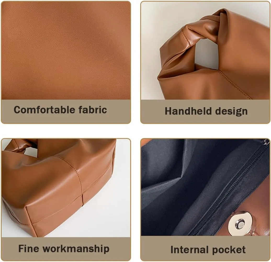 Clutch Purses for Women Cloud Bag Dumpling Bag Ruched Hobo Knotted Handbag Soft Pu Faux Leather Bag Y2k Purse Trendy