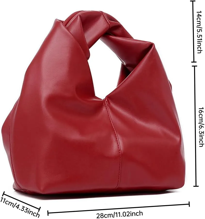 Clutch Purses for Women Cloud Bag Dumpling Bag Ruched Hobo Knotted Handbag Soft Pu Faux Leather Bag Y2k Purse Trendy