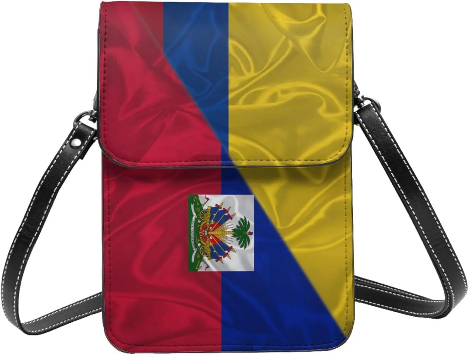 Colombia Colombian And Haiti Haitian Triangle Flag Small Crossbody Bag Is A Shoulder Bag Designed For Women And Girls Cell Phone Crossbody Wallet Purses With Card Slots Adjustable Strap