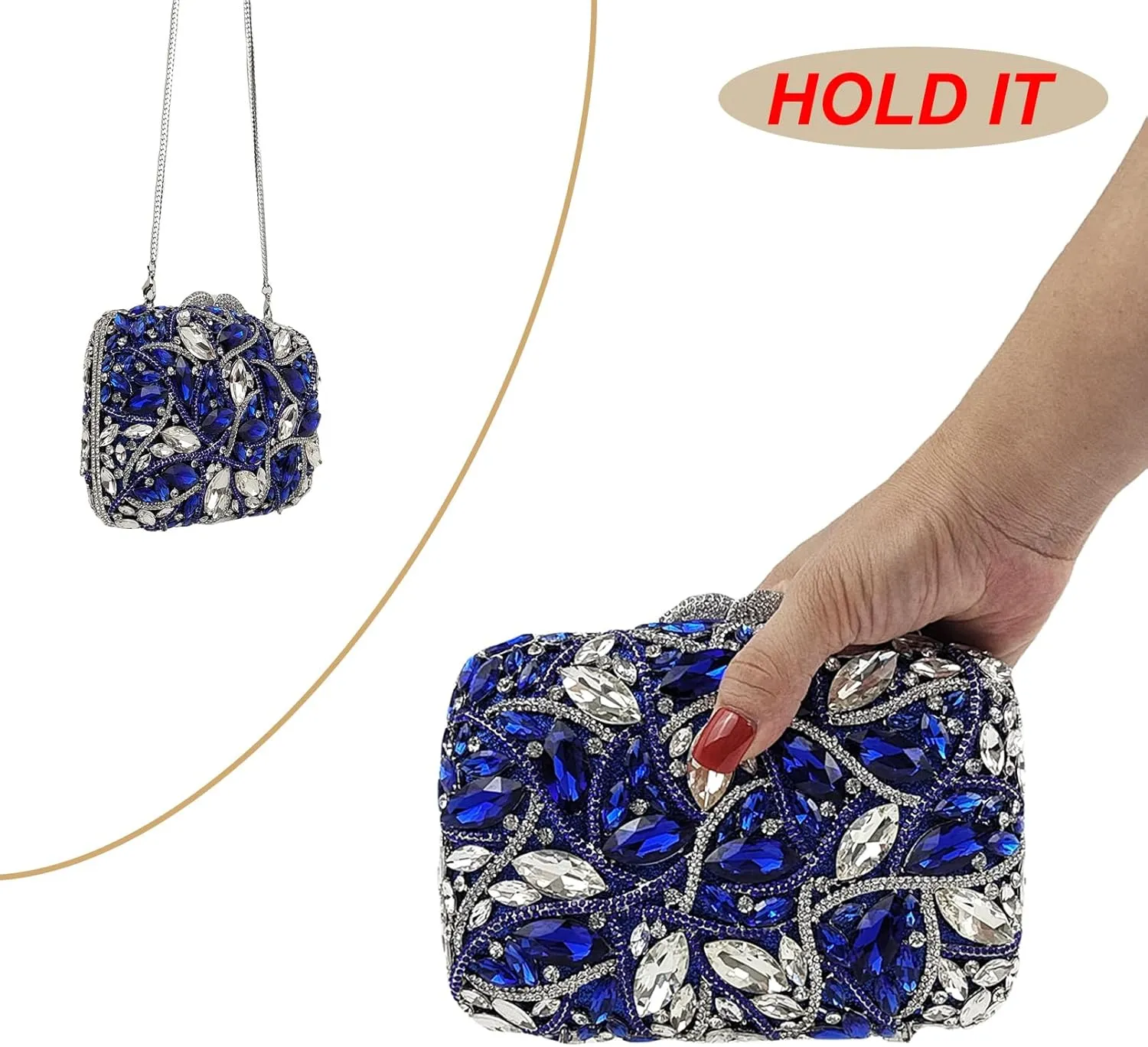 Colorful Crystal Clutch Box Handbag Women Sparkling Evening Bags for Wedding Party Prom Purse