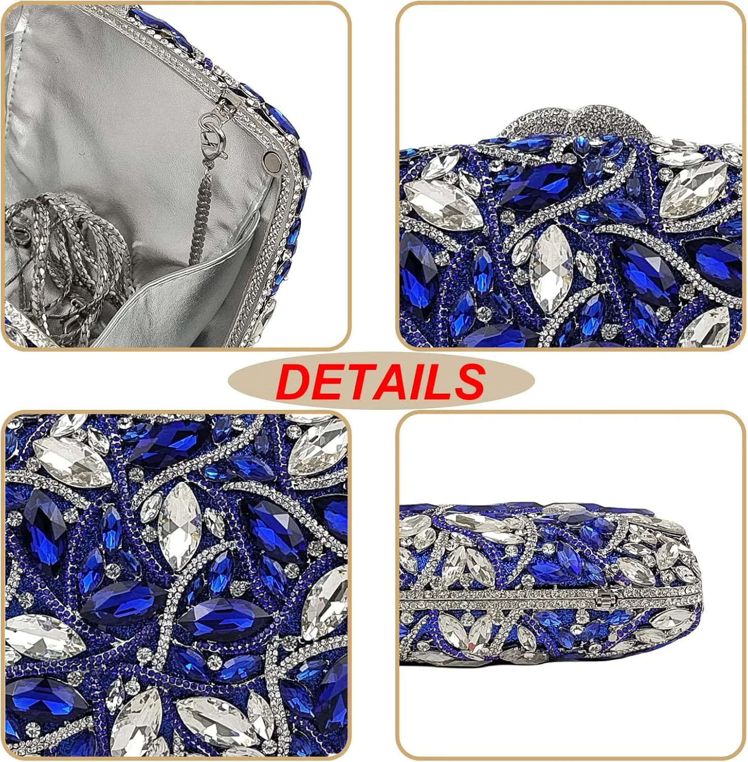 Colorful Crystal Clutch Box Handbag Women Sparkling Evening Bags for Wedding Party Prom Purse
