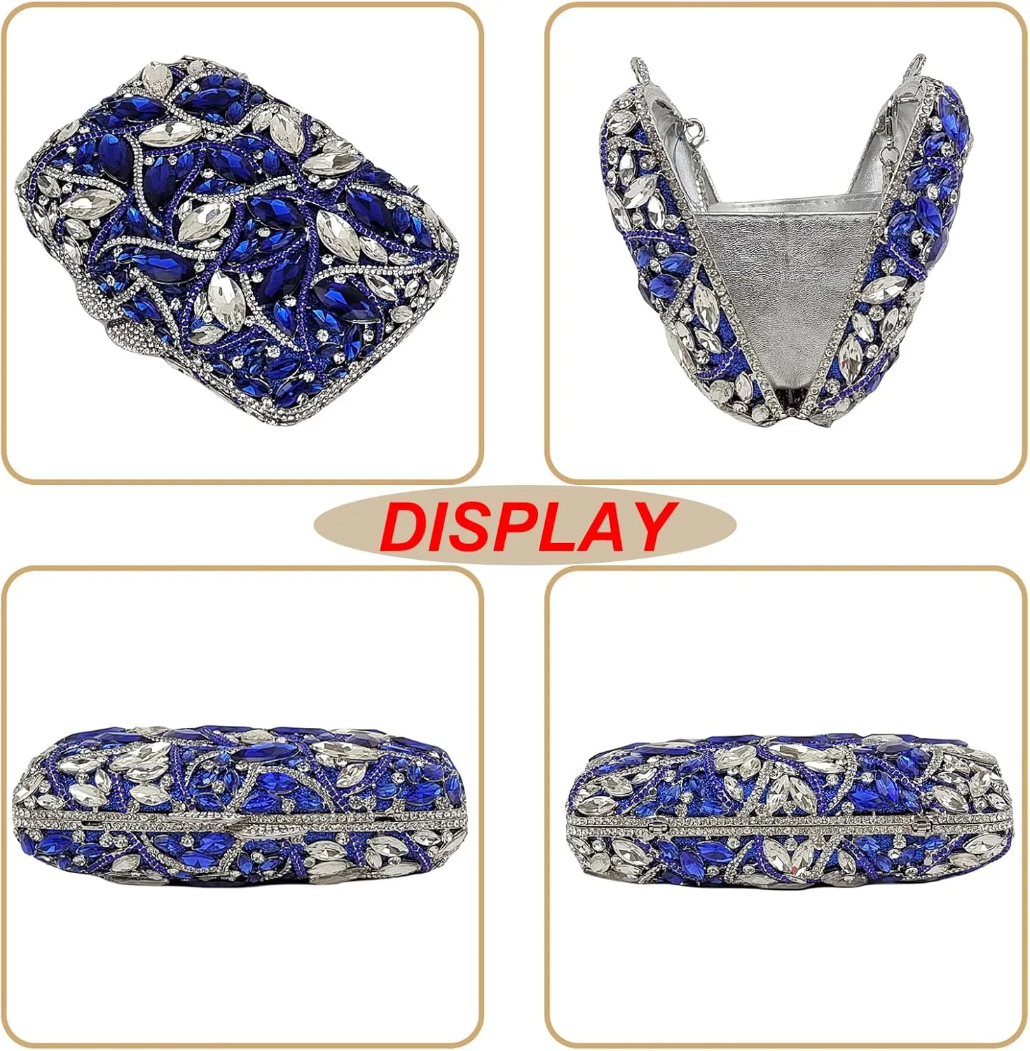 Colorful Crystal Clutch Box Handbag Women Sparkling Evening Bags for Wedding Party Prom Purse