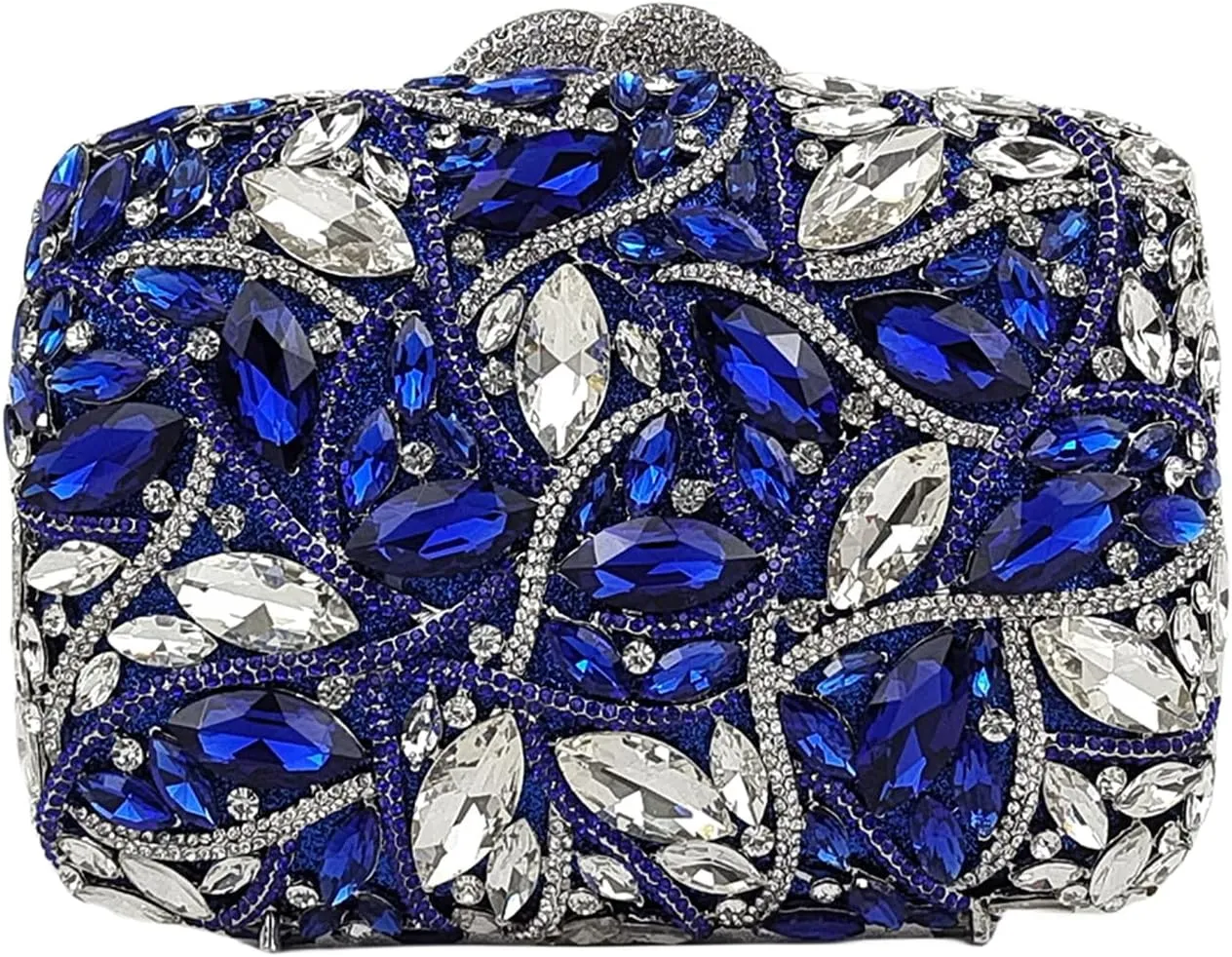 Colorful Crystal Clutch Box Handbag Women Sparkling Evening Bags for Wedding Party Prom Purse
