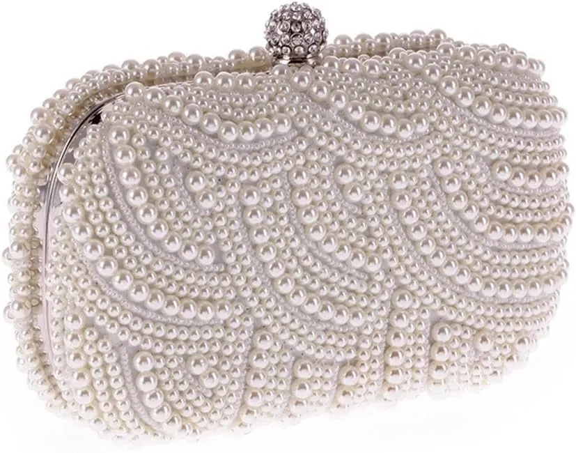 Cool Women's Bag Exquisite Dinner Party Bag Pearl Bag Clutch Bag Hundred of Models Bag(Black)