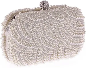 Cool Women's Bag Exquisite Dinner Party Bag Pearl Bag Clutch Bag Hundred of Models Bag(Black)